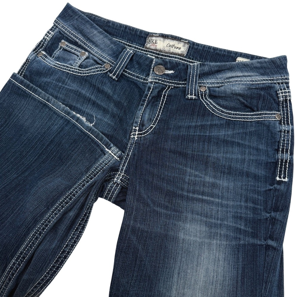 BKE Culture Bootcut Jeans Womens 34x35.5 (Tag 32x35.5) Blue Stretch Distressed
